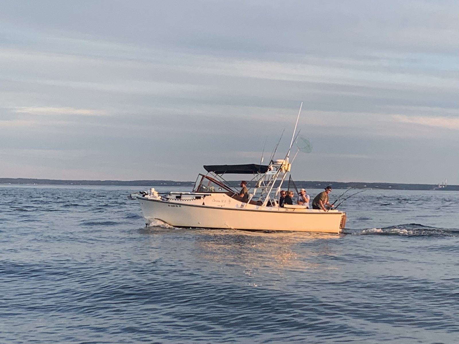 The Christina M II on the Long Island Sound at dusk